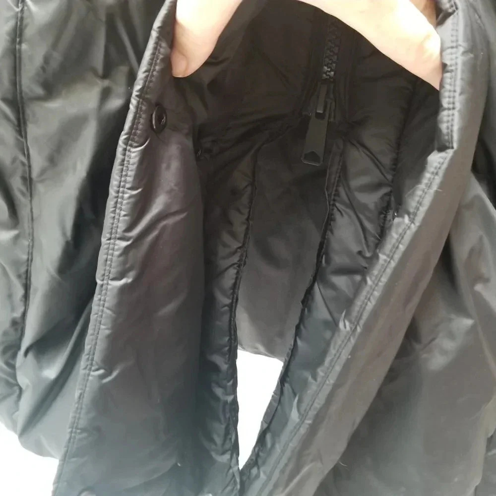 Zara Long Black Puffer Coat Faux Fur Trim Hood XS - Picture 11 of 16
